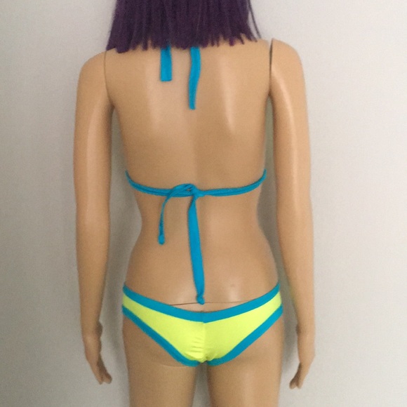 Neon blue and yellow exotic dance set - Picture 4 of 5